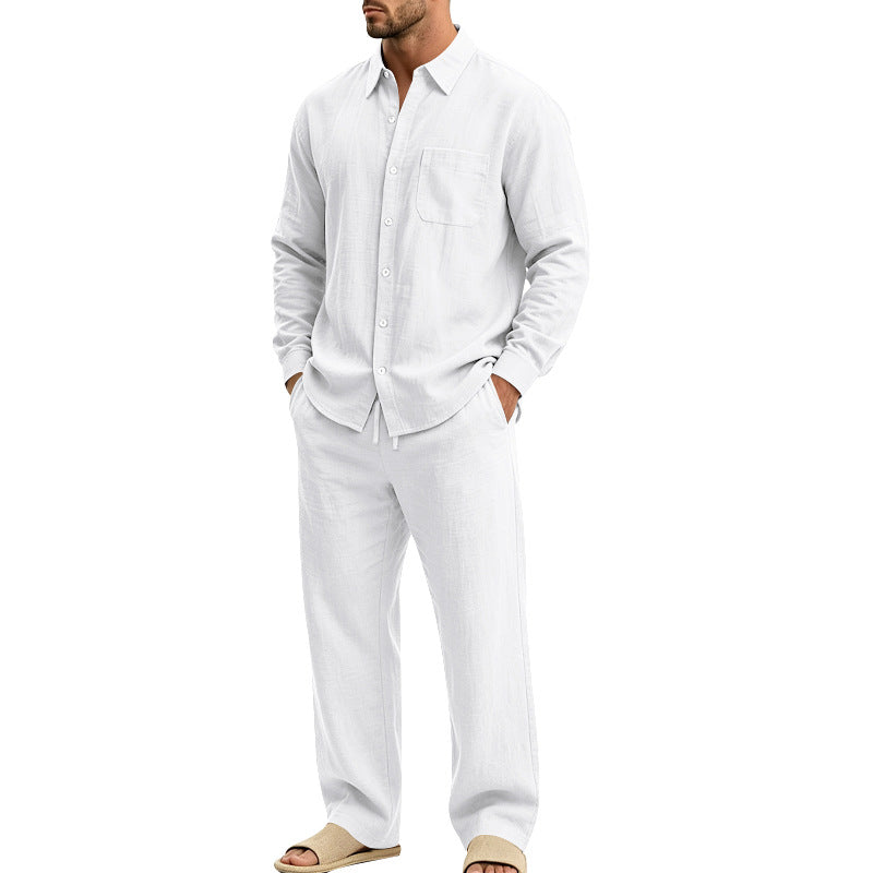 Herren legeres Leinen-Hemd mit weiter Lounge-Hose Drune