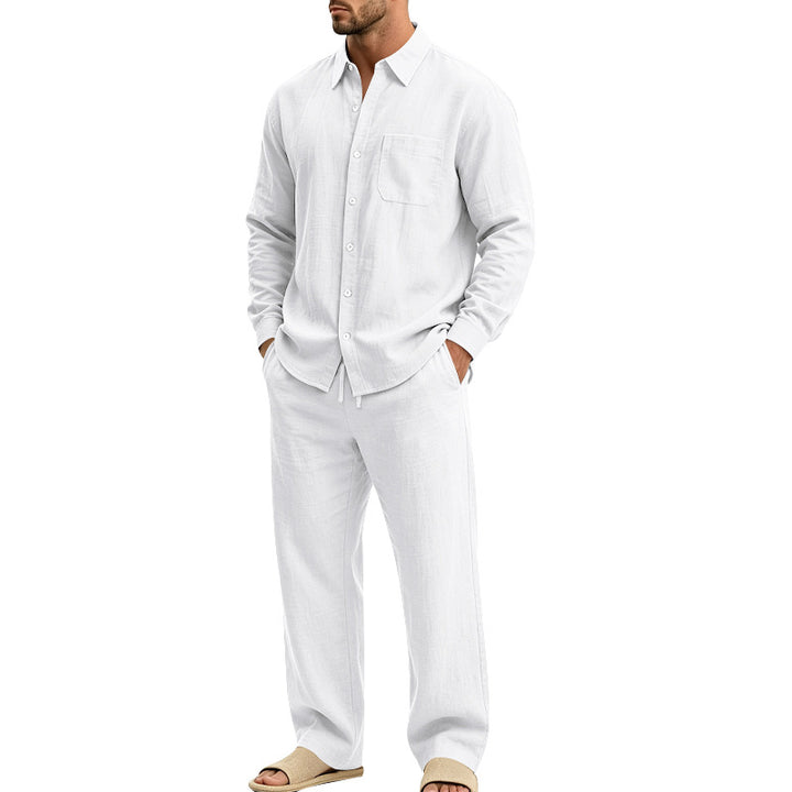 Herren legeres Leinen-Hemd mit weiter Lounge-Hose Drune