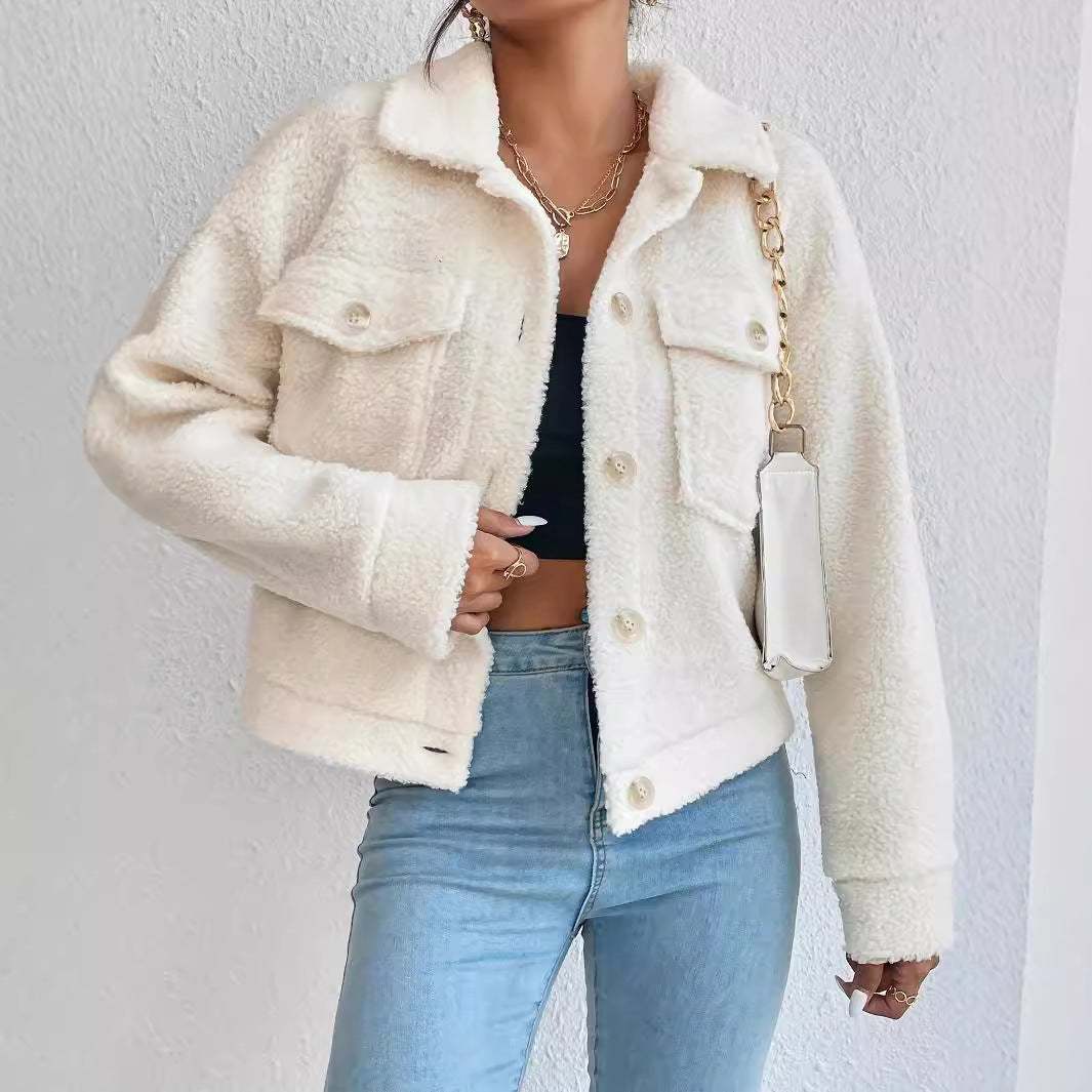 Damen Kuschelige Fleecejacke im stylishen Design mit Taschen Drune