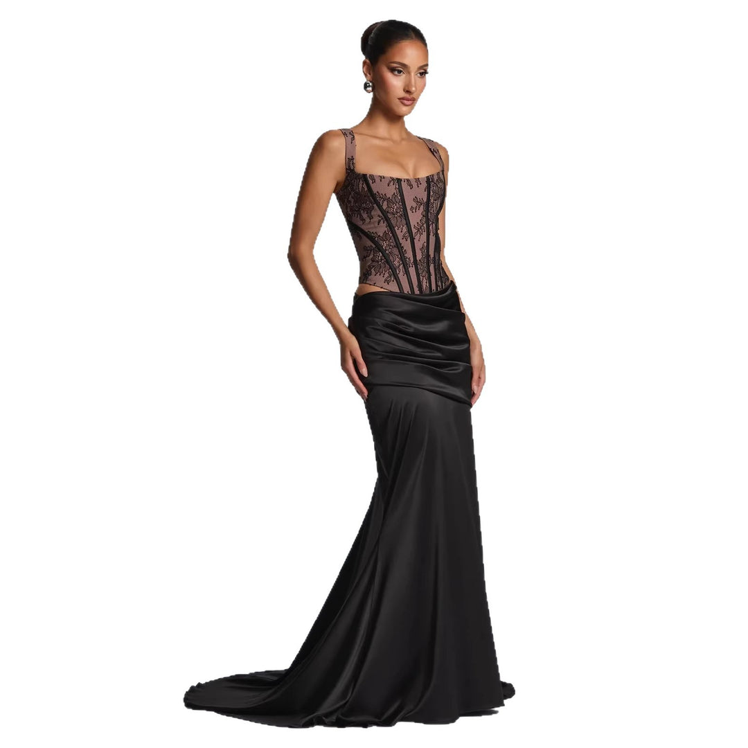 Damen Elegantes Abendkleid mit Korsett-Oberteil und drapiertem Rock Drune