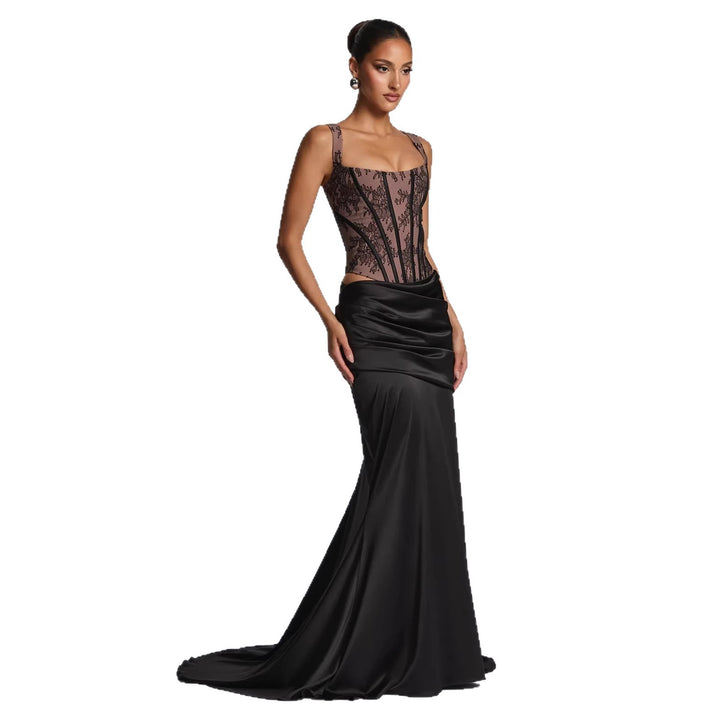 Damen Elegantes Abendkleid mit Korsett-Oberteil und drapiertem Rock Drune