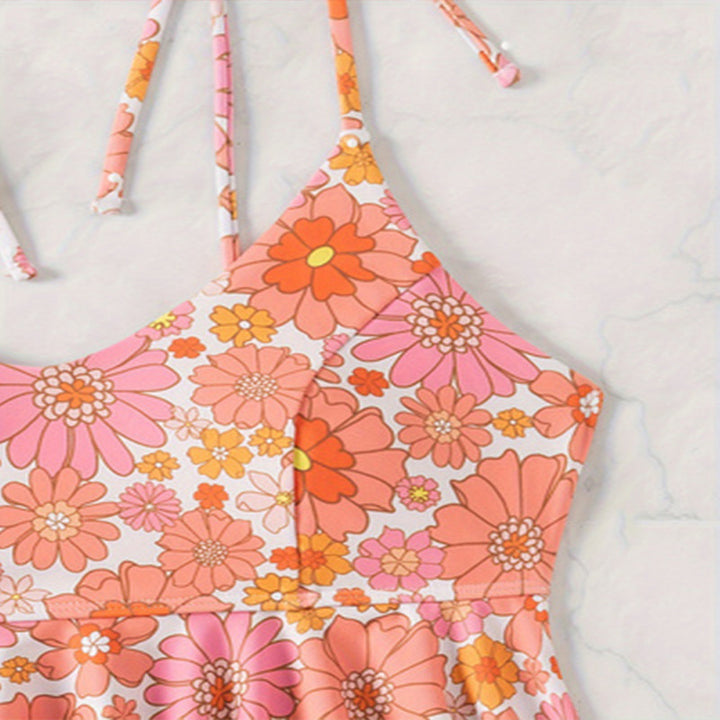Damen Blütenmuster Bikini mit voluminösem Oberteil Drune