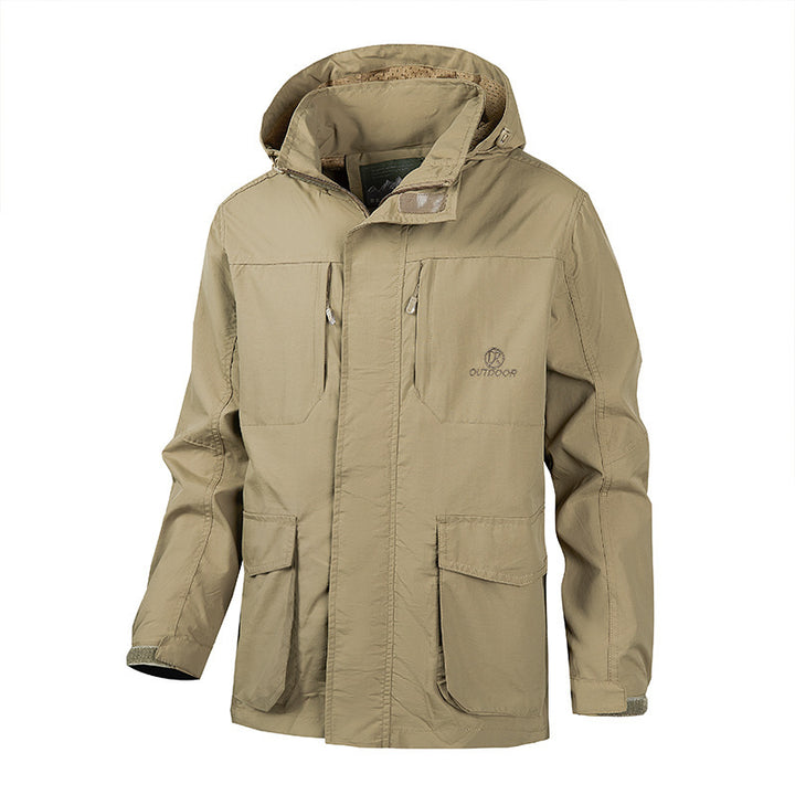 Herren Funktionale Jacke mit verstellbarem Kapuzendesign Drune