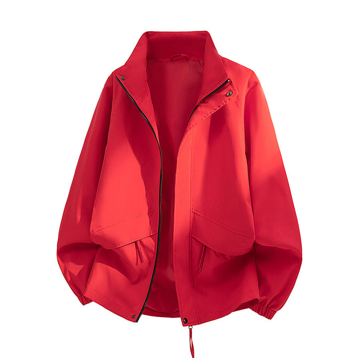Damen Leichte Oversize‑Übergangsjacke ohne Kapuze mit Kordelzug, Pattentaschen & elastischen Bündchen Drune