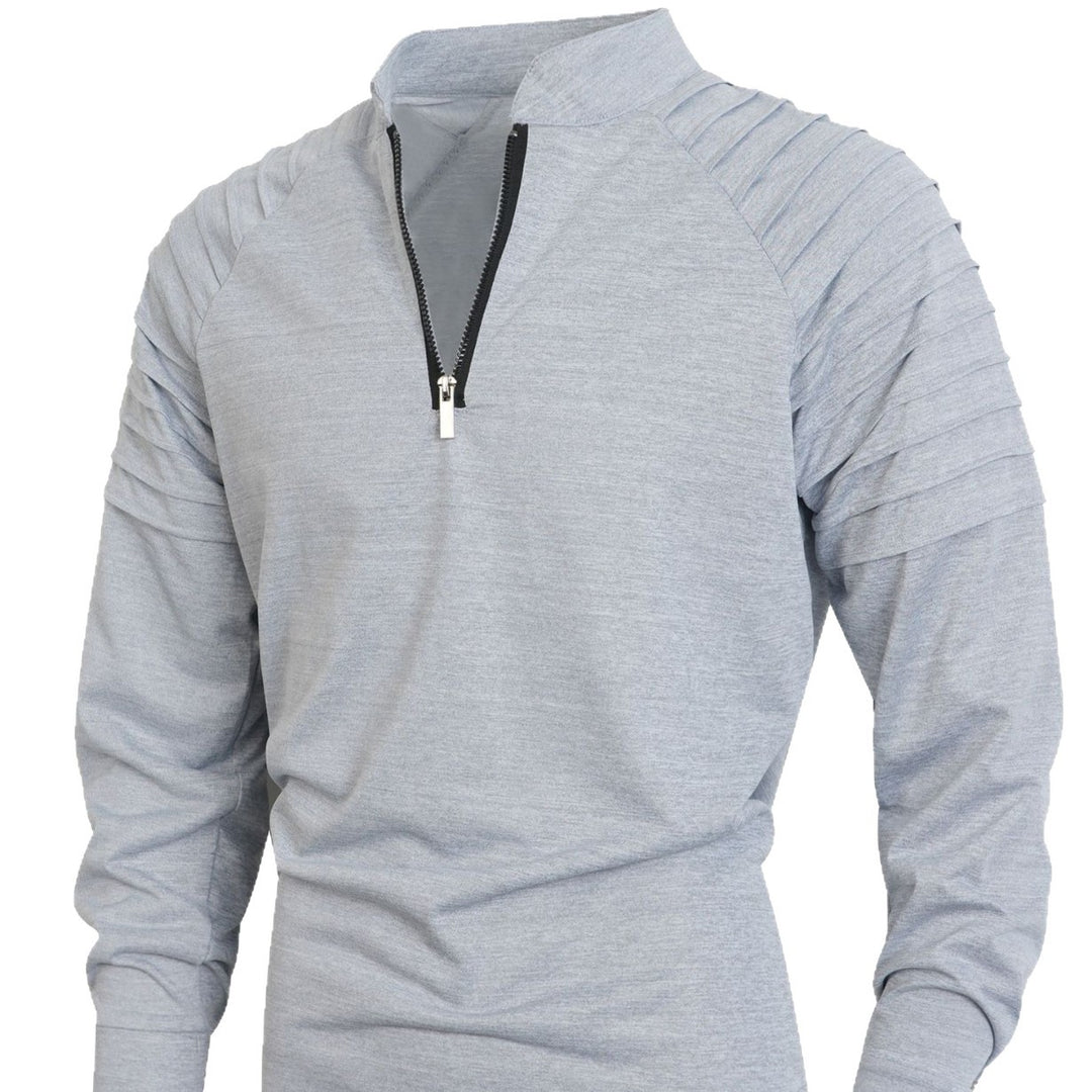 Herren Slim-Fit Troyer mit gesteppter Schulterpasse und halbem Reißverschluss Drune