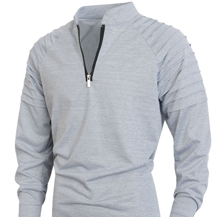 Herren Slim-Fit Troyer mit gesteppter Schulterpasse und halbem Reißverschluss Drune