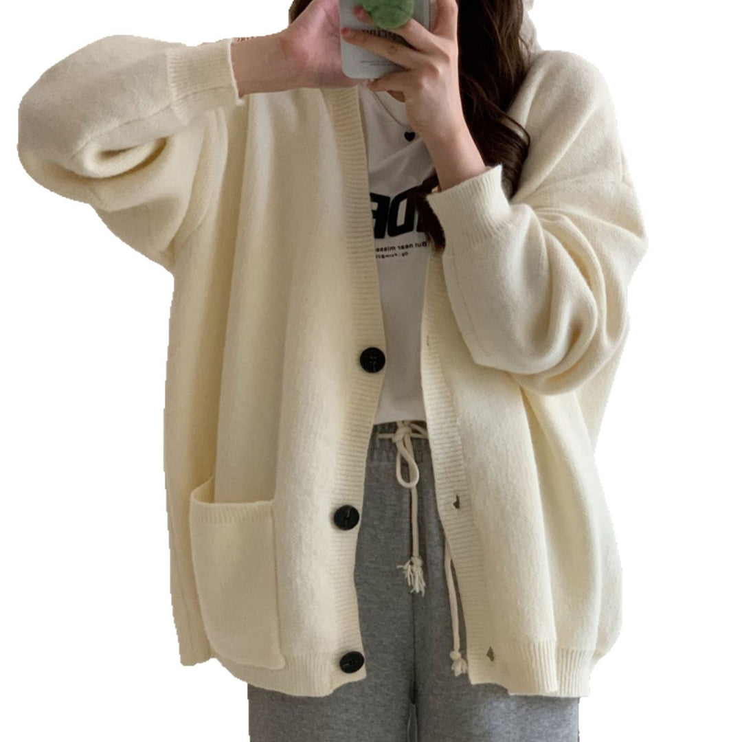 Damen Gemütliche Strickjacke mit weiten Ärmeln und praktischen Taschen Drune