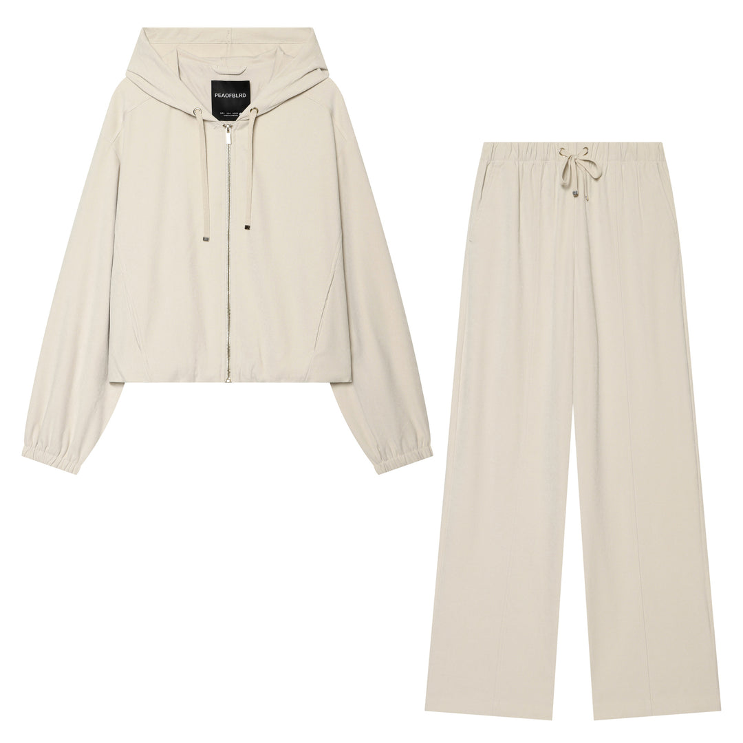Damen Weite Cordhose mit hohem Elastikbund Tunnelzug und geradem Bein Drune