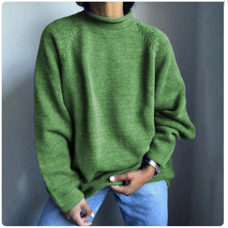 Damen nan kastiger Feinstrickpullover mit kurzem Stehkragen und Raglanärmeln Drune