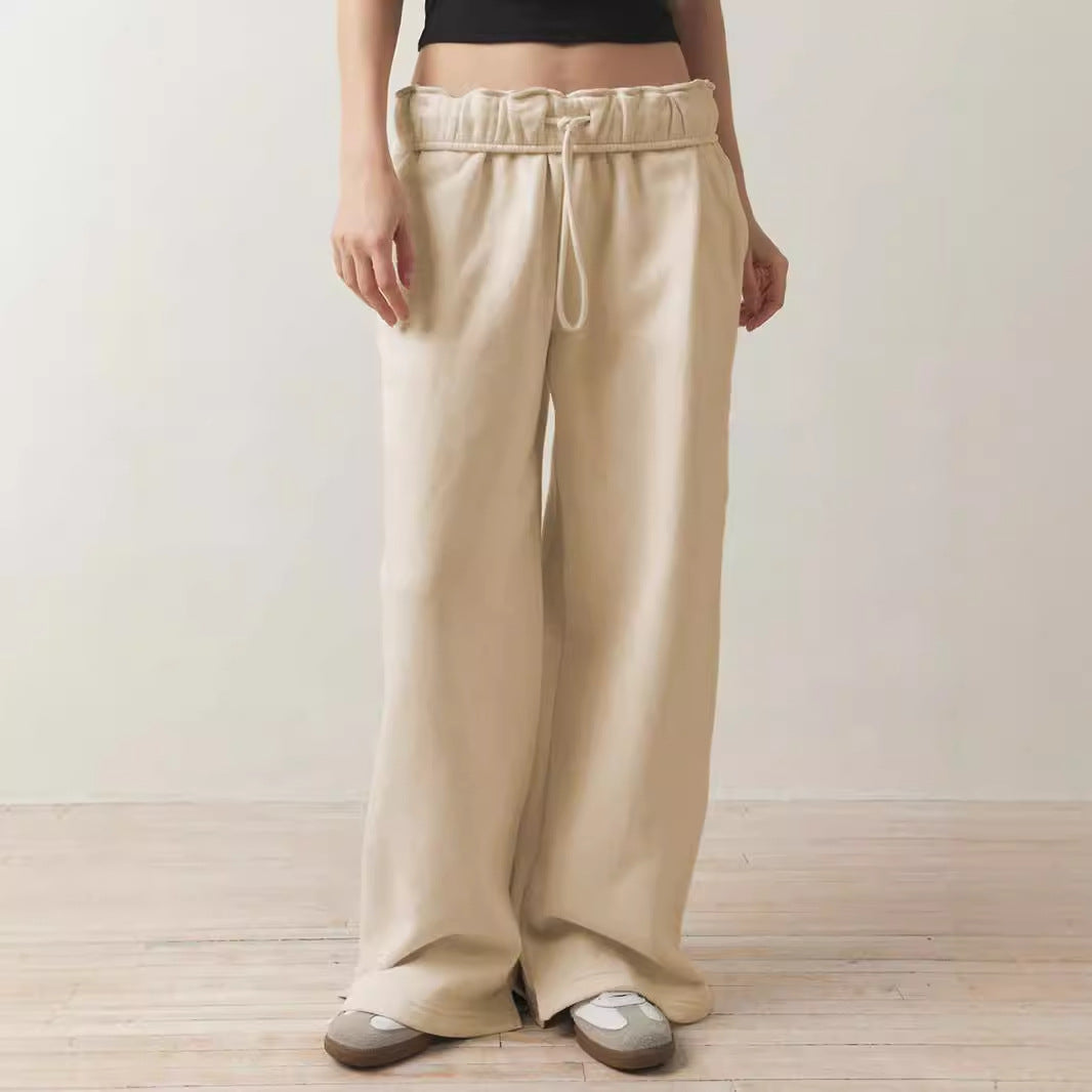Damen weite Freizeit-Hose mit elastischem Bund und Kordelzug Drune