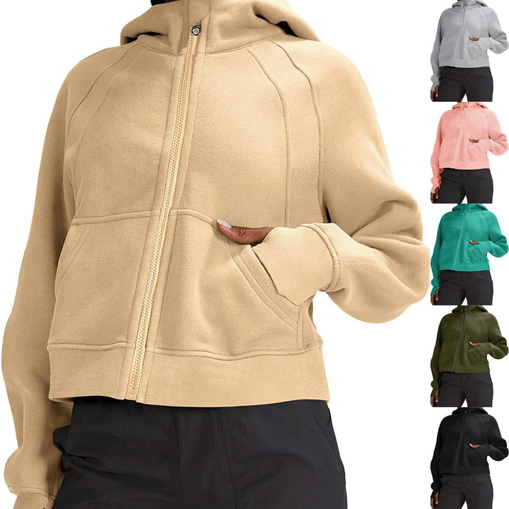 Damen lässige Kapuzenjacke mit nach unten gerafftem Schnitt und praktischen Taschen Drune