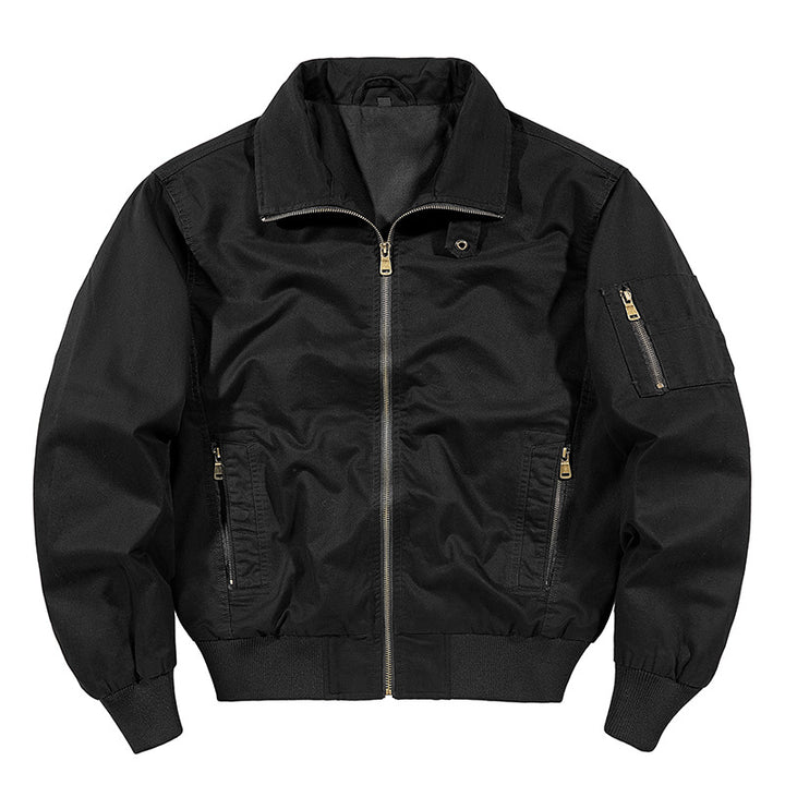 Men's  rugged cotton-blend utility bomber with ribbed trim and zip sleeve pocket Drune