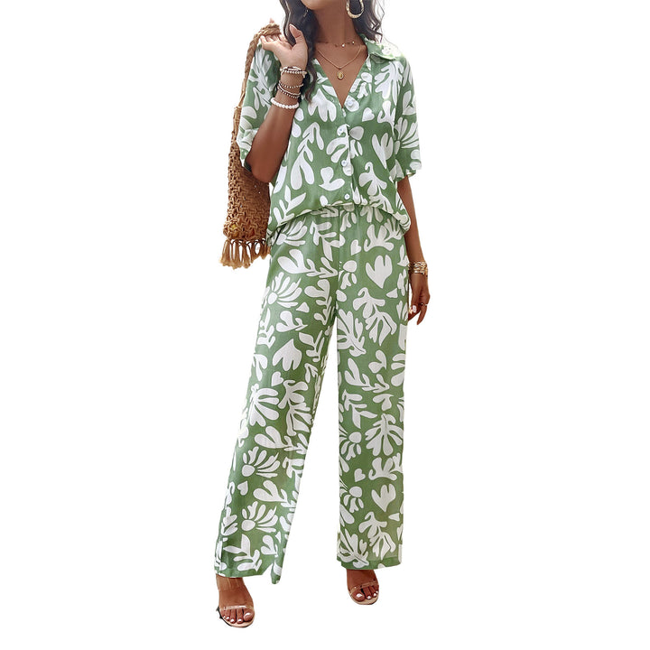Damen Lässiges Zweiteiliges Set mit weitem Hosen-Design und elegantem Oberteil Drune