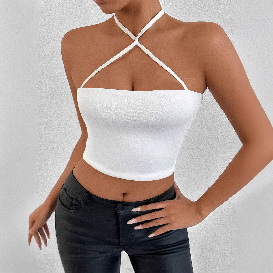Damen Crop-Top mit Kreuzträgern und figurbetontem Schnitt Drune
