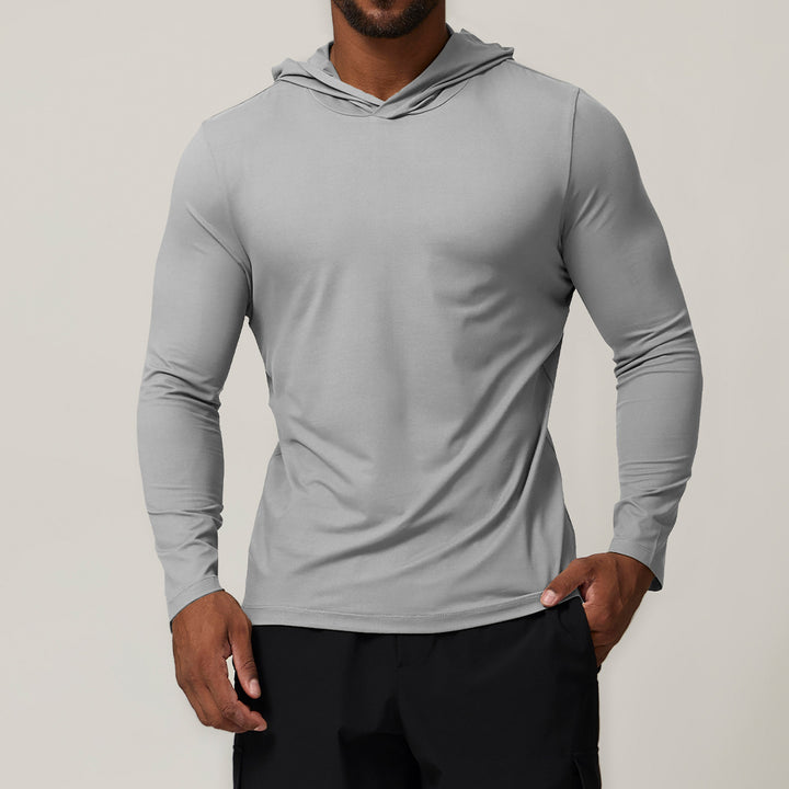 Herren Sportliches Langarm-Hoodie T-Shirt mit feuchtigkeitsableitender Technologie Drune