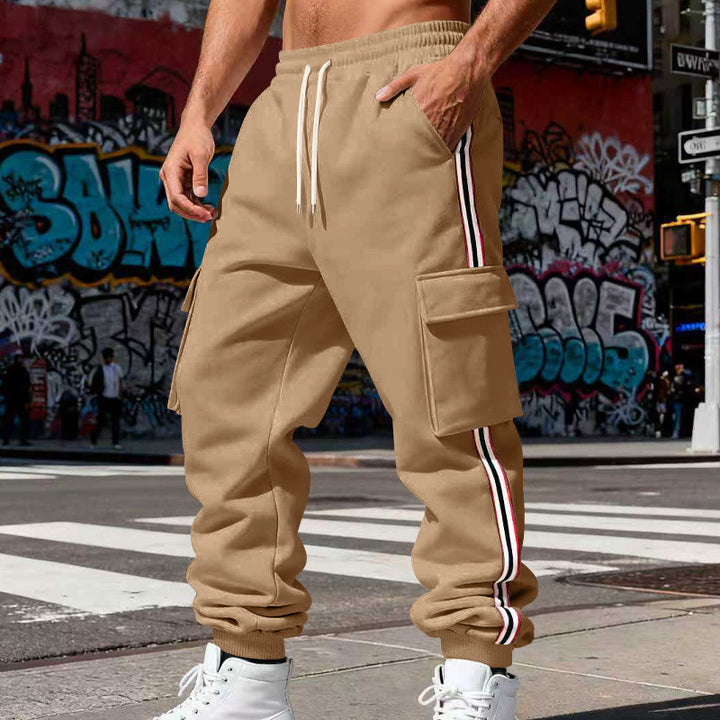 Herren Cargo-Joggerhose mit seitlichen Klapp‑Cargotaschen, Tunnelzug & Rippbündchen Drune