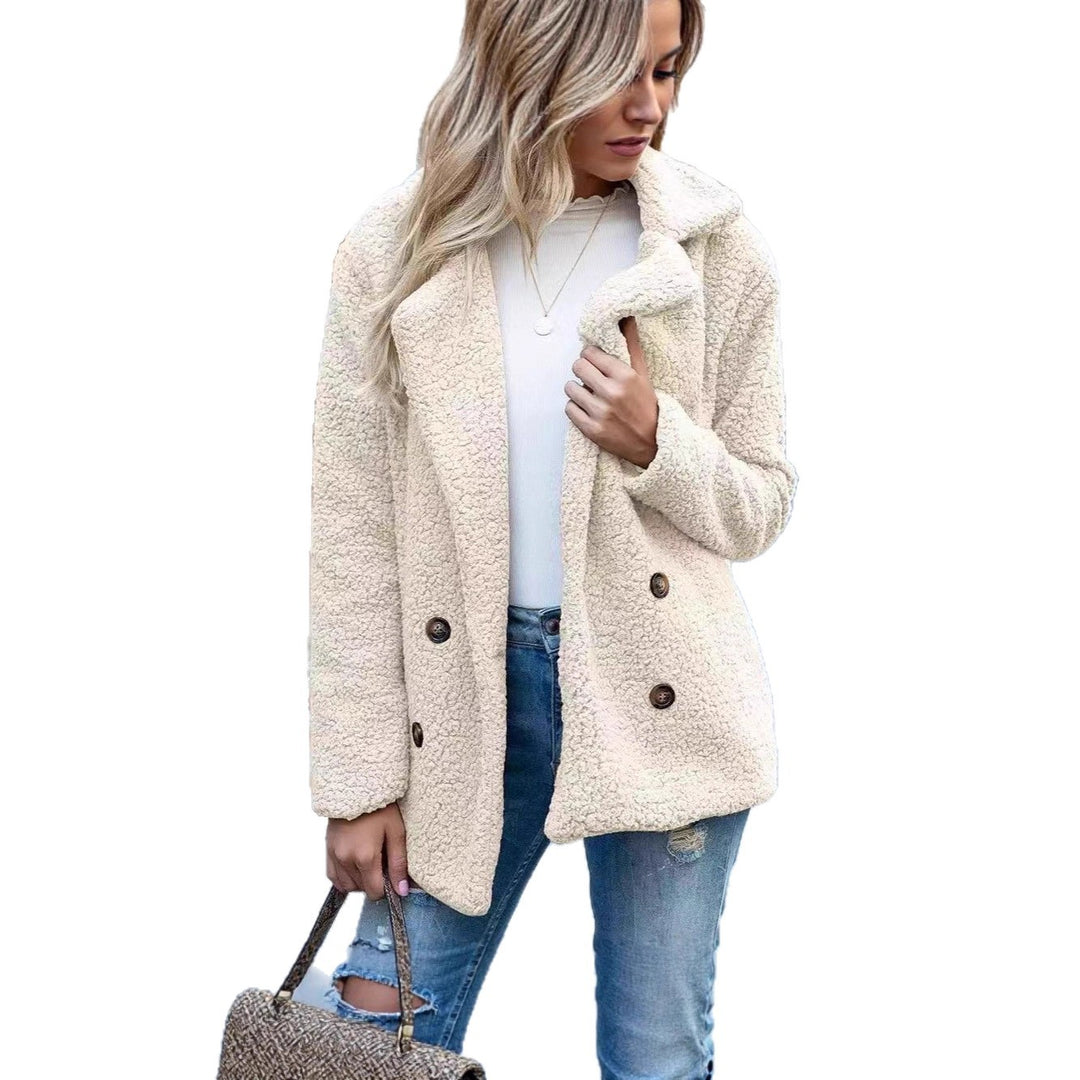 Damen kuschelige Fleece-Parka mit Doppelreihe Drune