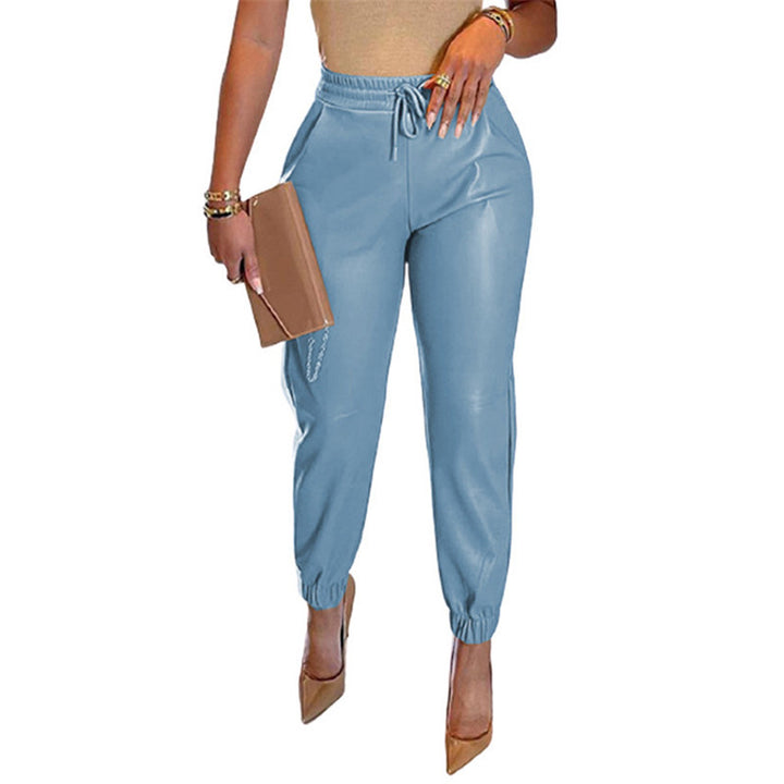 Damen Sportliche Lederhose mit elastischem Bund und schmalem Schnitt Drune