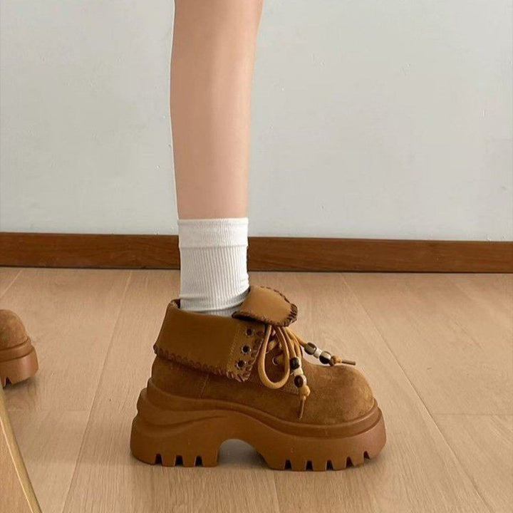Damen Chunky Schnürboots mit modischem Einsatz Drune