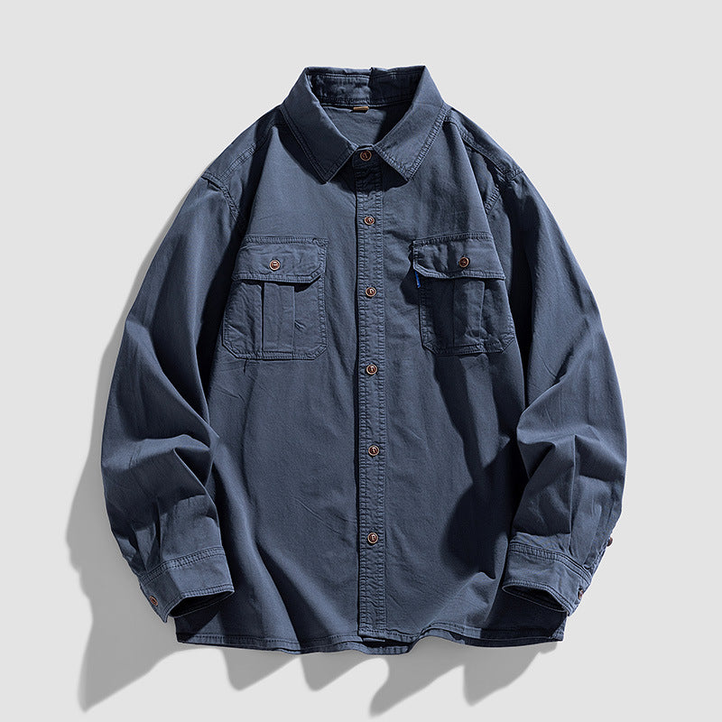Herren Overshirt aus robustem Baumwoll-Twill mit Pattentaschen und durchgehender Knopfleiste Drune