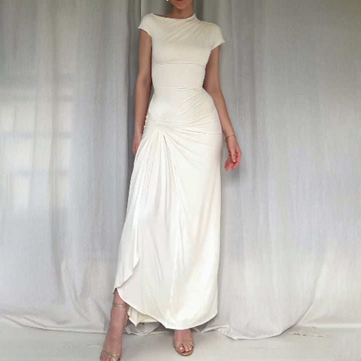 Damen Elegantes Langarm-Maxikleid mit hohem Schlitz Drune