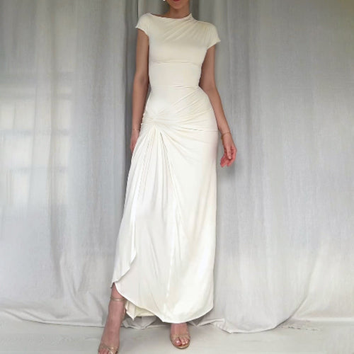 Damen Elegantes Langarm-Maxikleid mit hohem Schlitz Drune