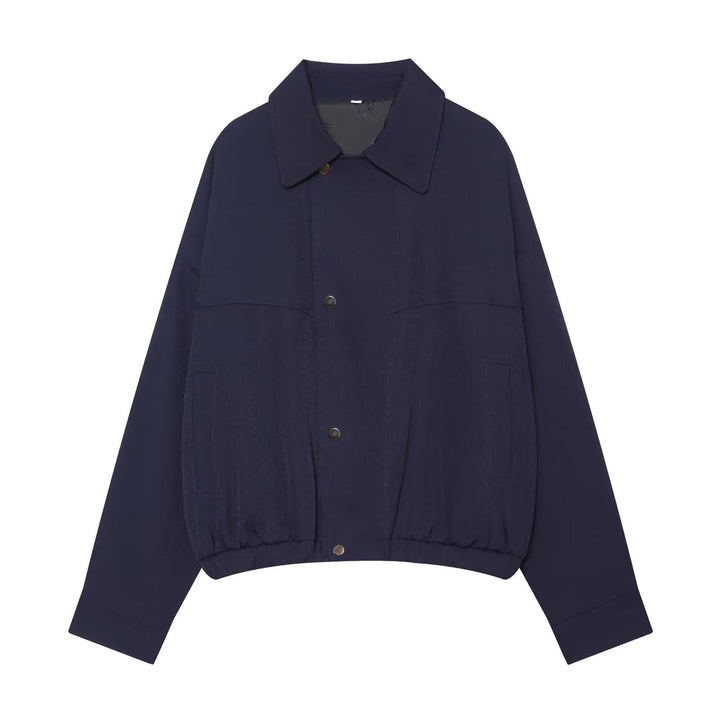 Damen Kurzgeschnittene Utility Blousonjacke mit Tunnelzugbund und aufgesetzten Eingrifftaschen Drune