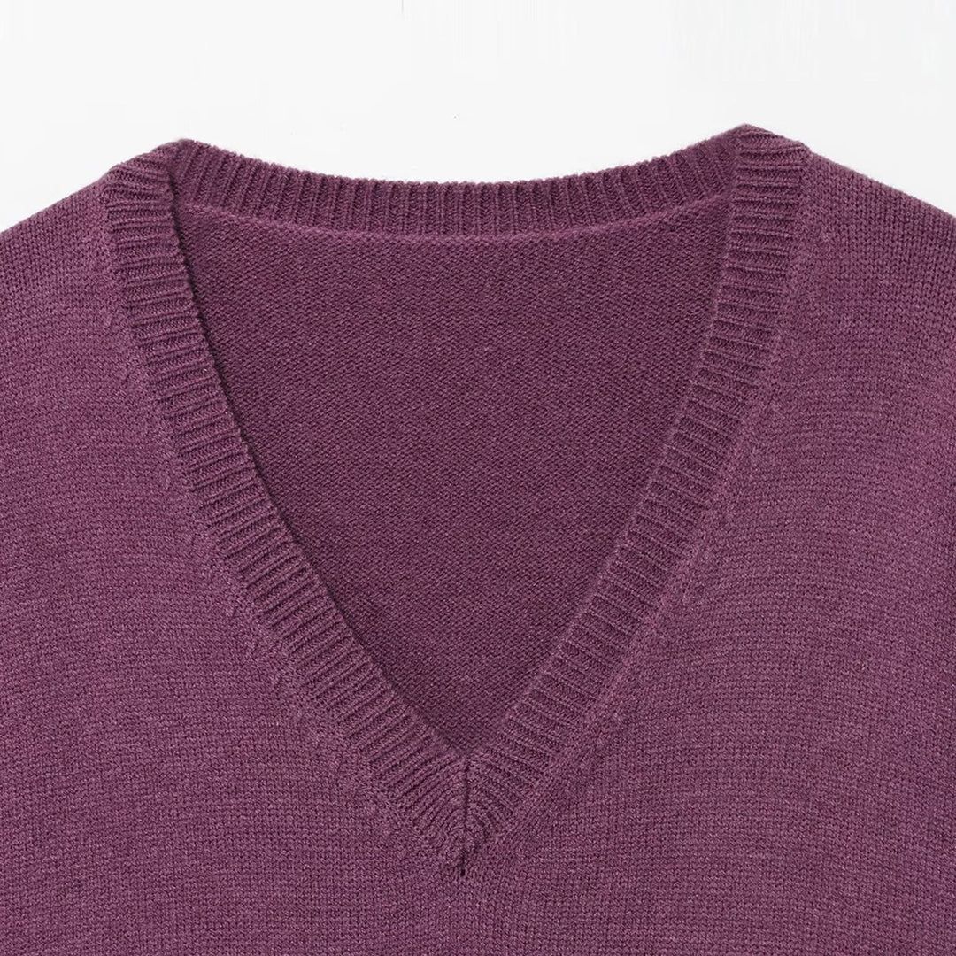 Damen eleganter V-Ausschnitt Pullover Drune