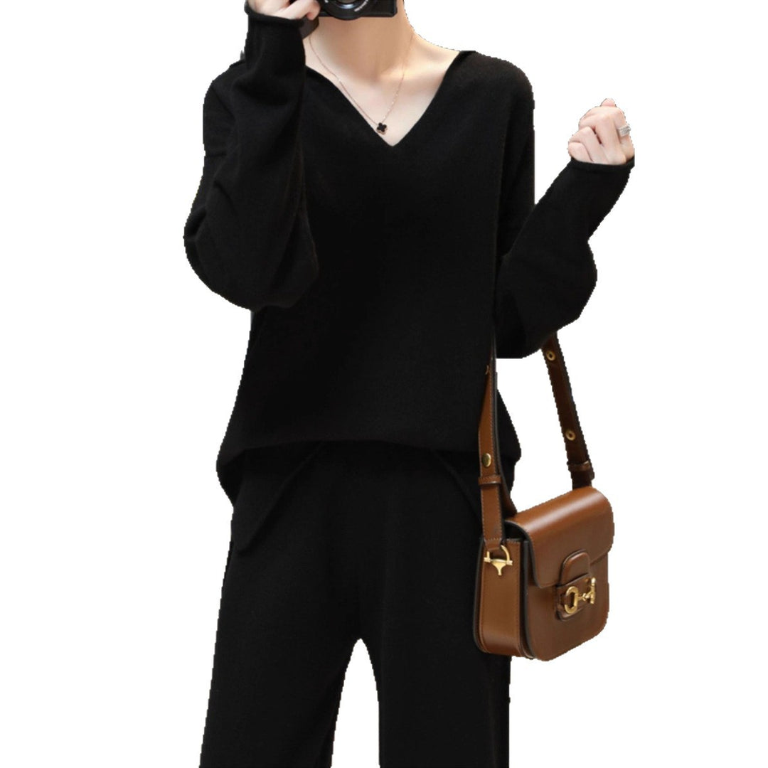 Damen V-Ausschnitt Pullover mit weichem Material und lässigem Schnitt Drune