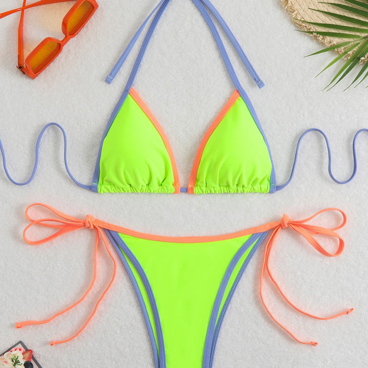 Damen Bikini-Set mit verstellbaren Trägern und buntem Farbakzent Drune