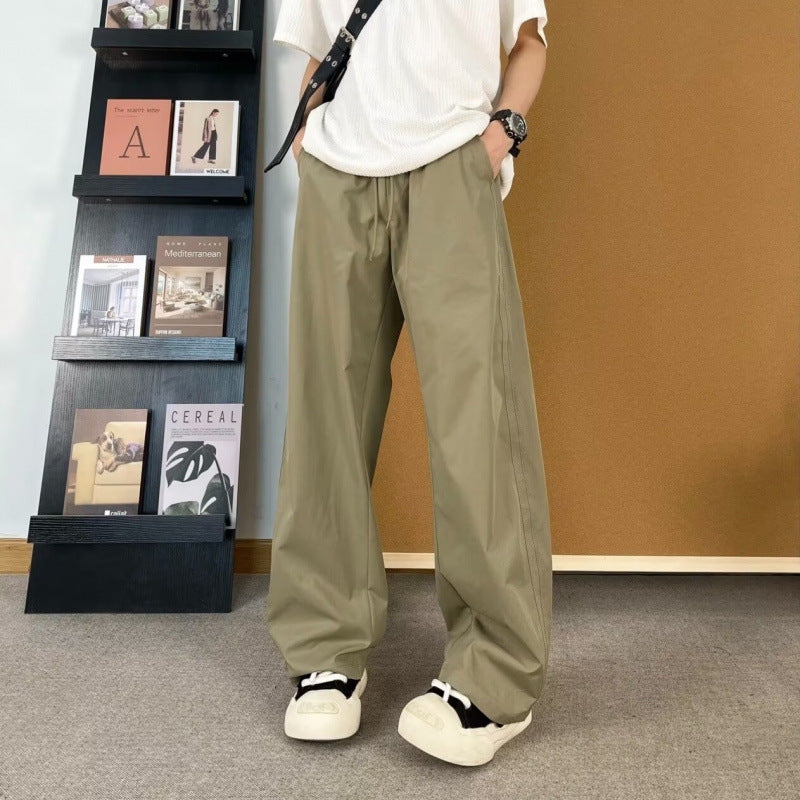Damen lockere Palazzo-Hose mit elastischem Bund und tiefen Taschen Drune