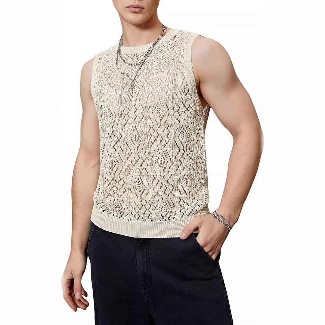 Herren Strickoberteil mit raffiniertem Lochmuster Drune