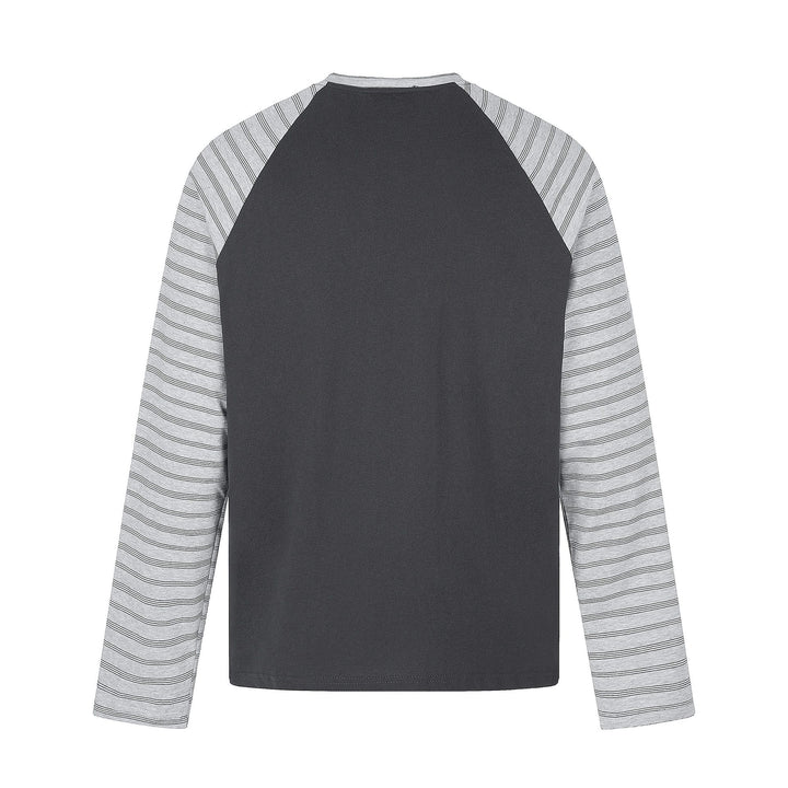 Herren Langarmshirt im Raglanstil mit großflächigem Stern-Print und gestreiften Ärmeln Drune