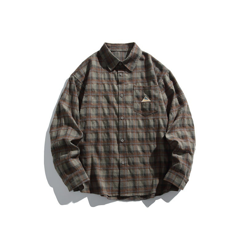 Herren Karierte Flanell-Hemdjacke im Overshirt-Look mit Brusttasche Drune