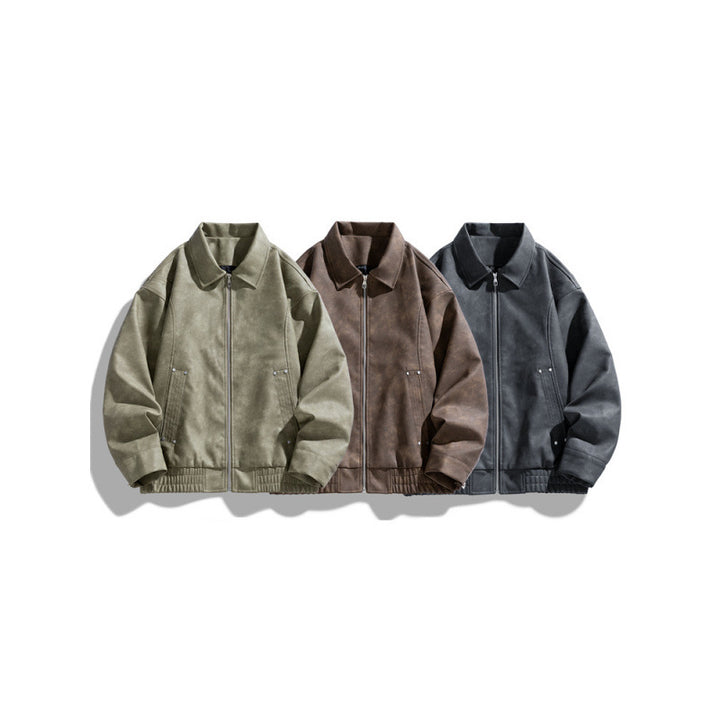 Herren Lässige Kunstlederjacke Drune