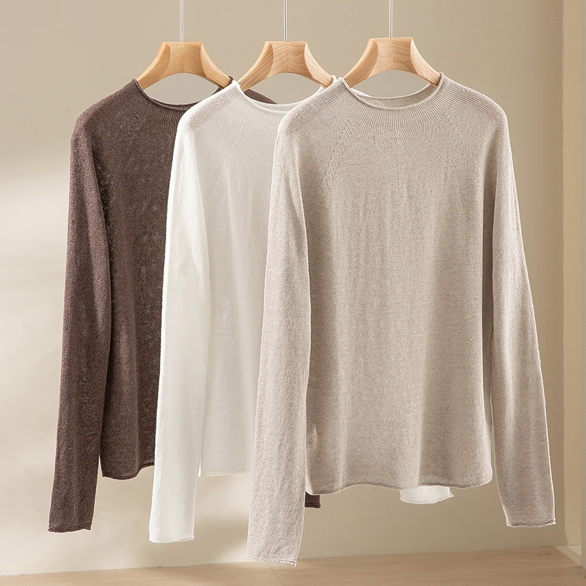 Damen Feiner leichtgewichtiger Rundhals-Feinstrickpullover mit Raglanärmeln Drune