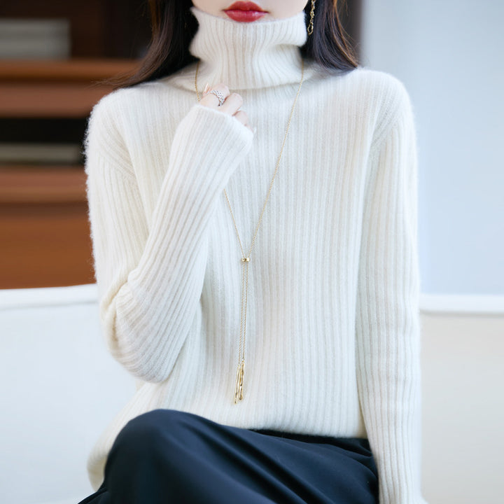 Damen Schlanker Feinstrick-Rollkragenpullover mit feiner Rippenstruktur und kaschmirähnlicher Haptik Drune