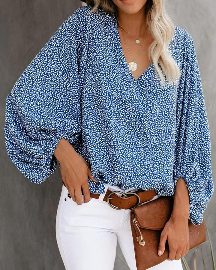 Damen Elegant geschnittene Bluse mit Leopardenmuster und Volantärmeln Drune