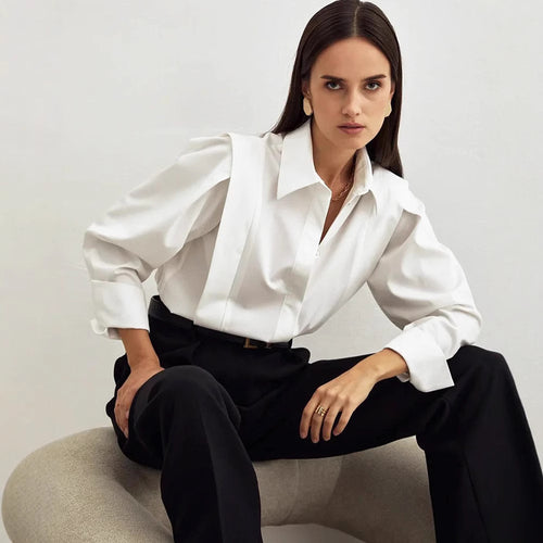Damen Elegante Bluse mit Puffärmeln und hochwertigem Stoff Drune