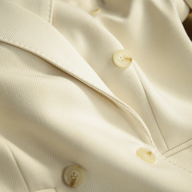 Damen Doppelreihiger taillierter Twill-Blazer mit Reverskragen Drune