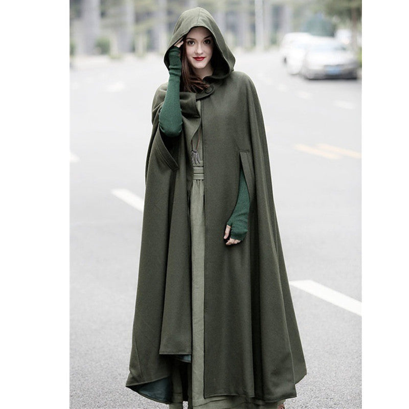 Damen elegante Kapuzenumhang mit verstellbarem Verschluss Drune