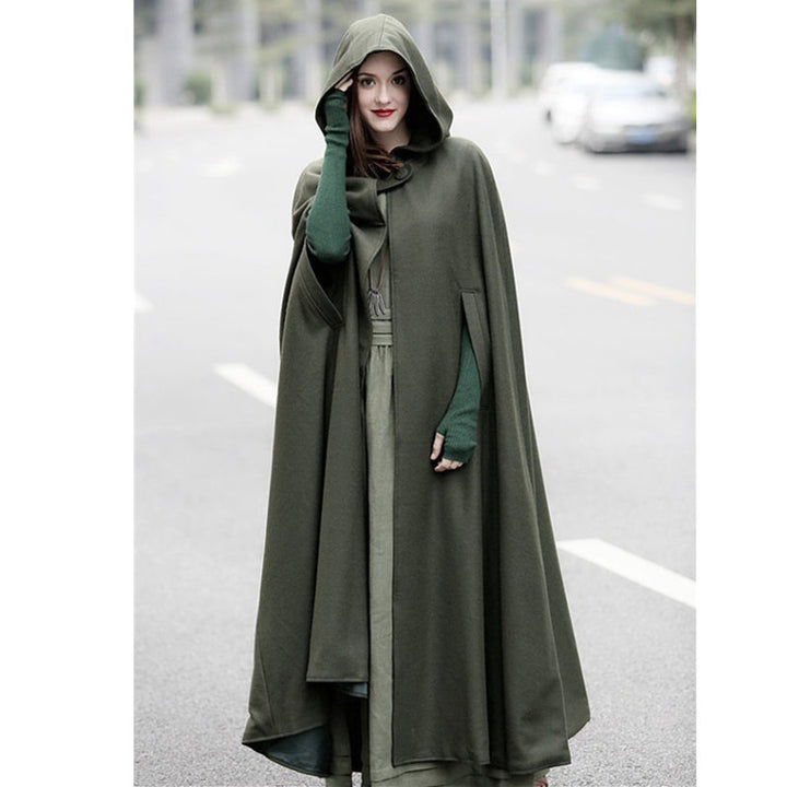 Damen elegante Kapuzenumhang mit verstellbarem Verschluss Drune