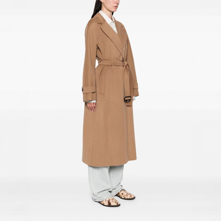 Damen Wickelmantel aus Wollmix mit Taillengürtel und Oversize-Schulter Drune