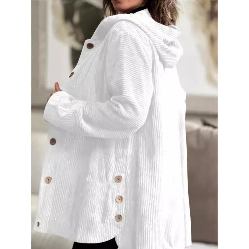 Damen kuschelige Kapuzenjacke aus feinem Cordstoff Drune