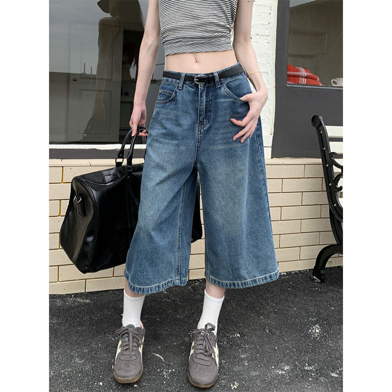 Damen Weit geschnittene Jeans Culottes Drune