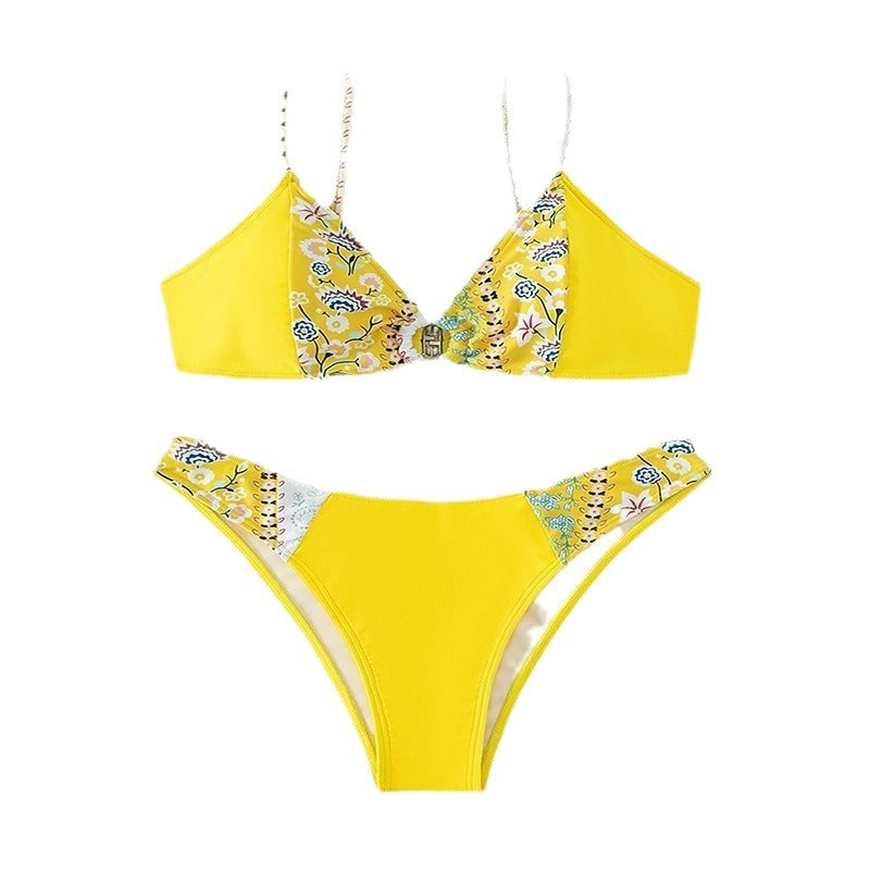 Damen Bikini-Set mit floralem Design und hochgeschnittenem Slip Drune