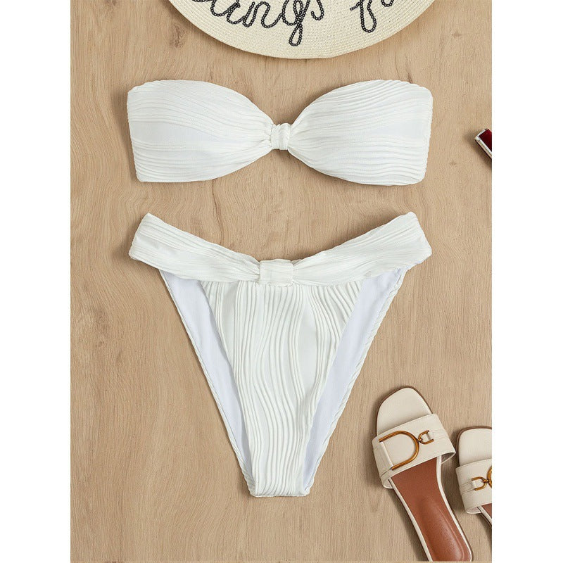 Damen Bandeau-Bikini mit Raffungen Drune