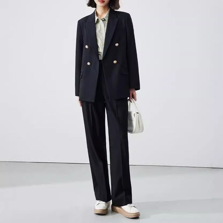 Damen Doppelreiher Blazer mit glänzenden Knöpfen Drune