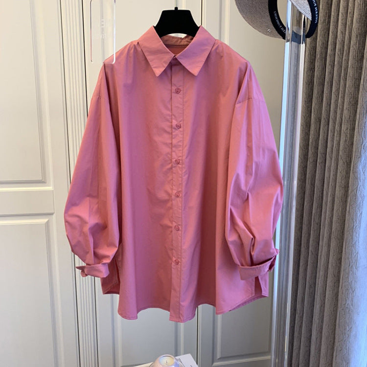 Damen Oversize-Popeline-Bluse mit Ballonärmeln, Hemdkragen und abgerundetem Saum Drune
