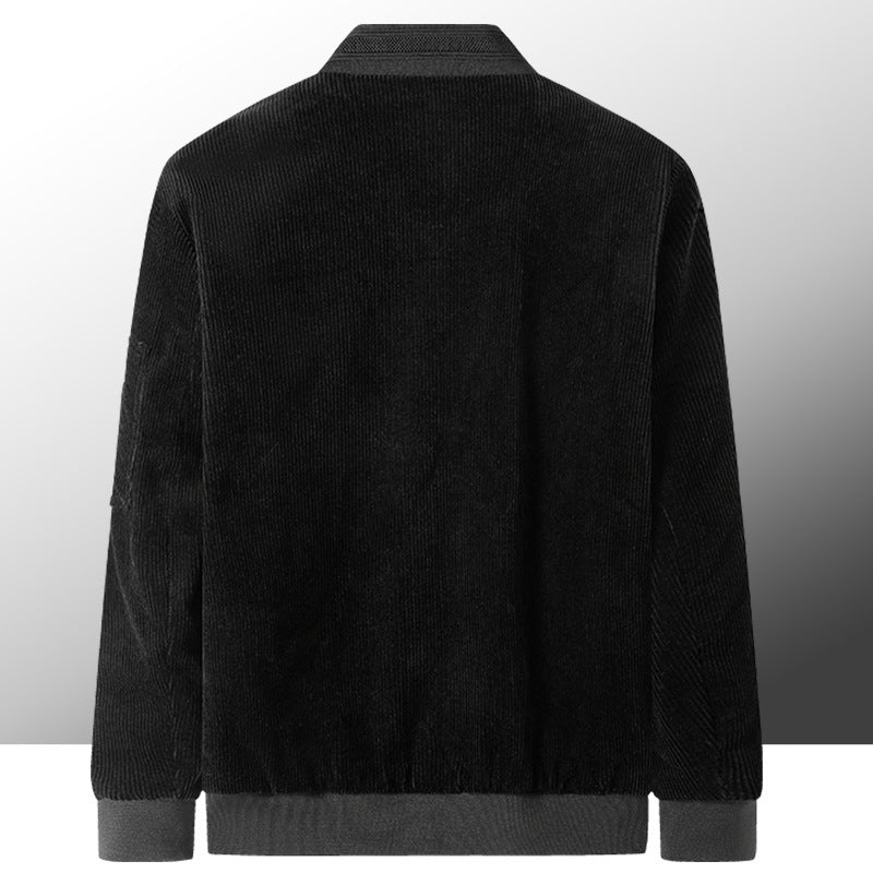 Herren Kord-Vintage-Bomberjacke mit leichtem Thermofutter, Ärmel-Reißverschlusstasche und Rippbündchen Drune